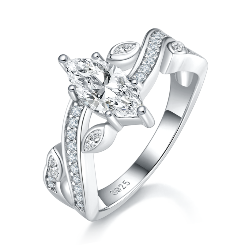 Single Head Women's Ring Horse Eye Crown Women's Ring S925 Silver Plated Platinum Customized Selection Main Stone Moissanite Diamond 1.0ct/Secondary Stone High Carbon Diamond