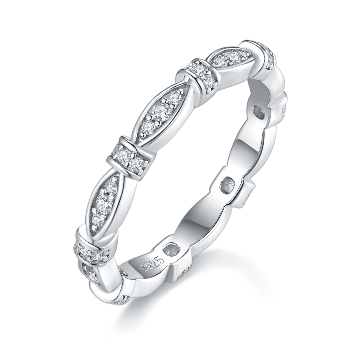 S925 Silver Plated Platinum Women's Ring Customized Selection with Sub Stone Moissanite Diamond 0.32ct