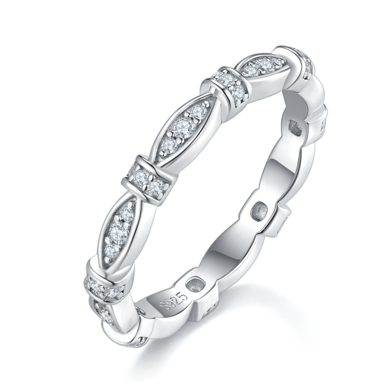 S925 Silver Plated Platinum Women's Ring Customized Selection with Sub Stone Moissanite Diamond 0.32ct