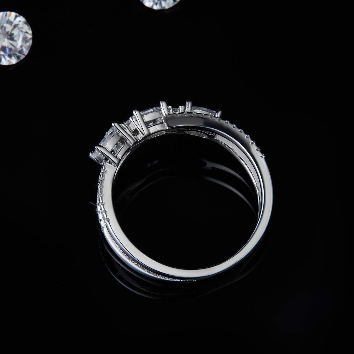 X-shaped egg shaped ring S925 silver plated platinum women's ring custom selection, accessory stone Moissanite diamond 1.1ct