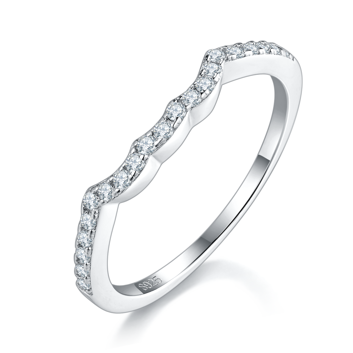 S925 Silver Plated Platinum Primary and Secondary Set Ring, Stacked Women's Ring, Customized Selection, Main Stone Moissanite Diamond 1.2ct/Secondary Stone High Carbon Diamond