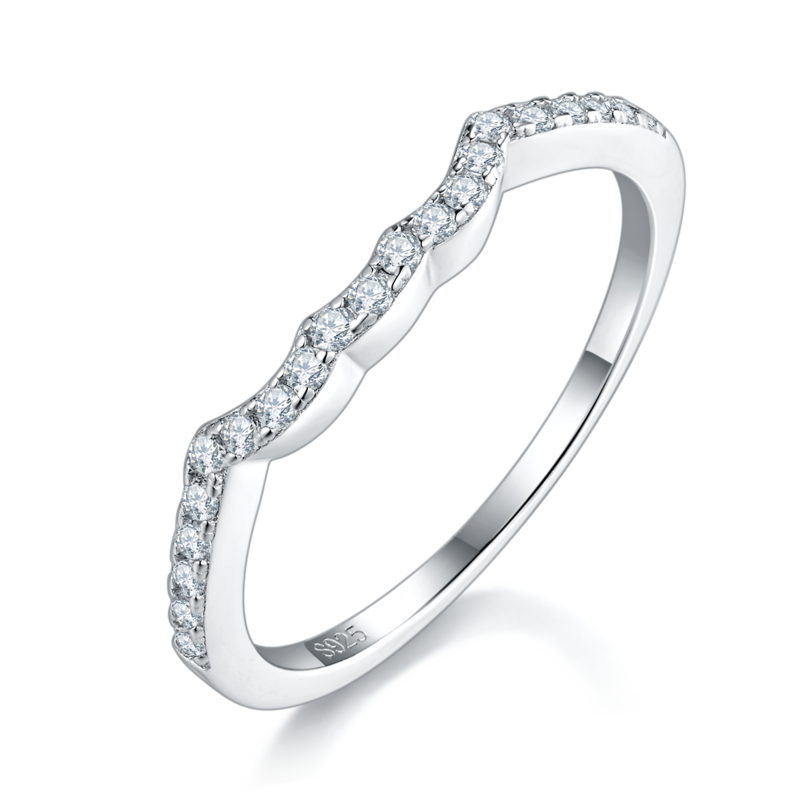 S925 Silver Plated Platinum Primary and Secondary Set Ring, Stacked Women's Ring, Customized Selection, Main Stone Moissanite Diamond 1.2ct/Secondary Stone High Carbon Diamond