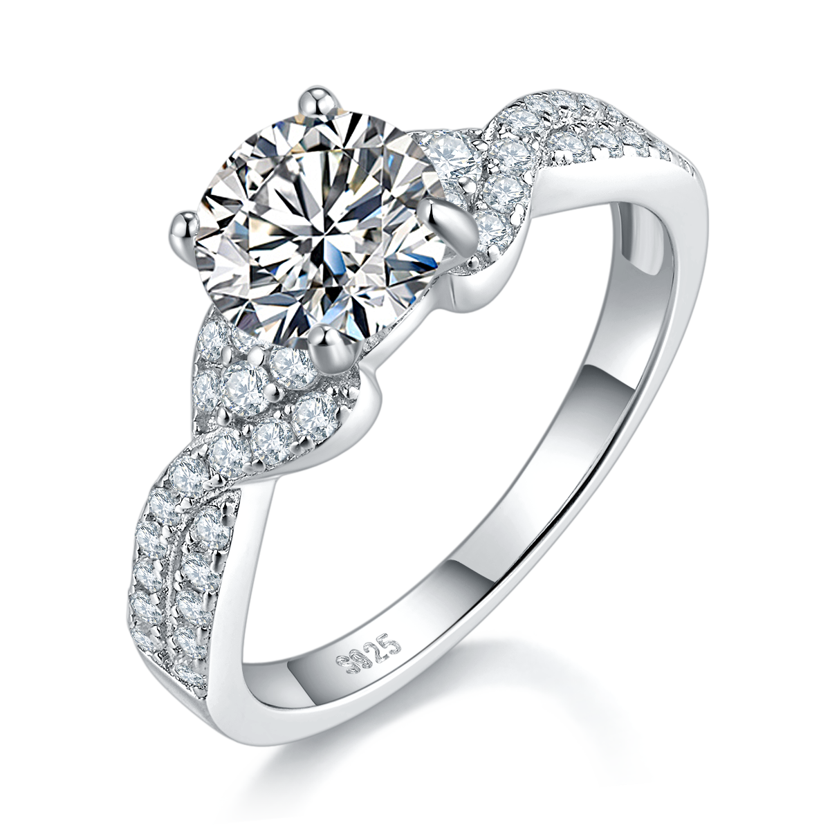 S925 Silver Plated Platinum Primary and Secondary Set Ring, Stacked Women's Ring, Customized Selection, Main Stone Moissanite Diamond 1.2ct/Secondary Stone High Carbon Diamond