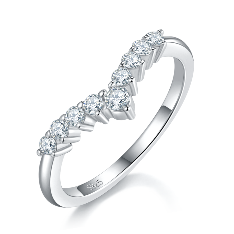 Princess Fang Women's Ring S925 Silver Plated Platinum Primary and Secondary Set Ring Stacking Custom Selection Main Stone Moissanite Diamond 1.2ct/Secondary Stone High Carbon Diamond