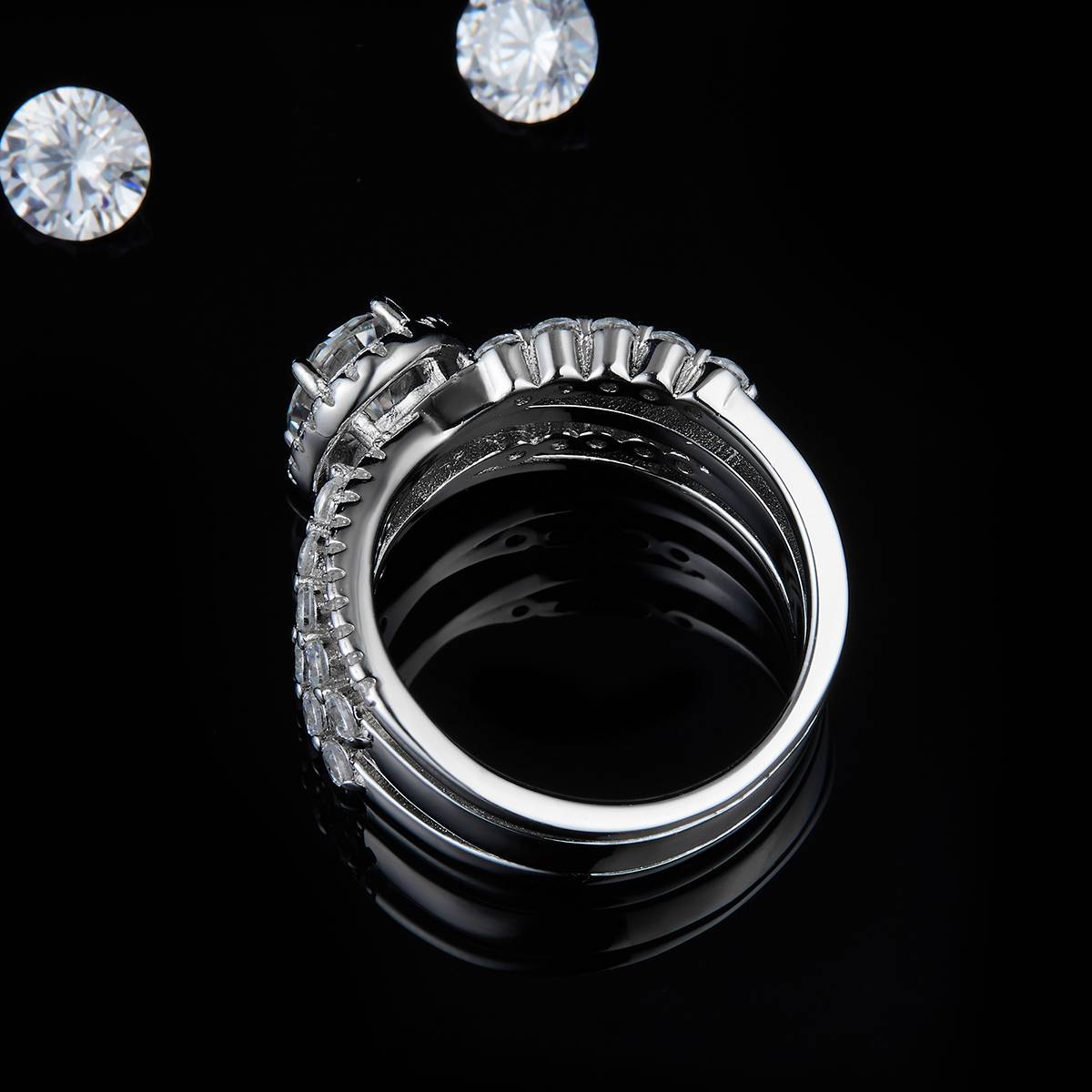 Egg shaped Women's Ring S925 Silver Plated Platinum Customized Selection Moissanite Diamond 1.5ct
