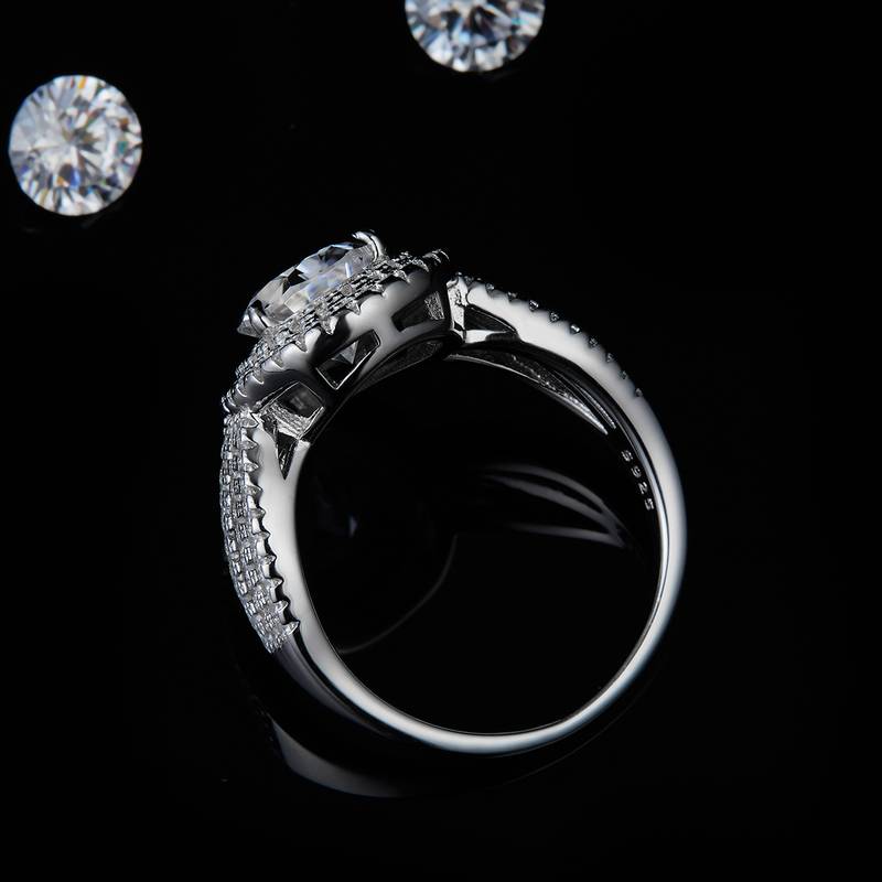 Water droplet double-layer inlaid women's ring S925 silver plated platinum customized selection main stone Moissanite diamond 2.0ct/secondary stone high carbon diamond