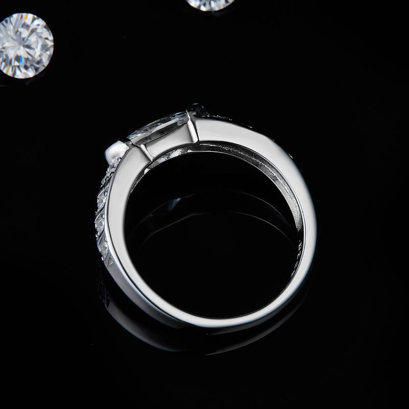Light Luxury Horse Eye Women's Ring S925 Silver Plated Platinum Customized Selection Main Stone Moissanite Diamond 1.0ct/Secondary Stone High Carbon Diamond