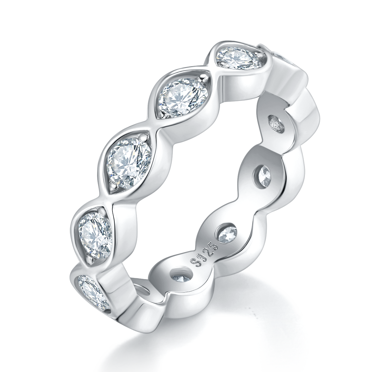 3.0mm lined S925 silver plated platinum women's ring custom selection, accessory stone moissanite diamond 1.1ct