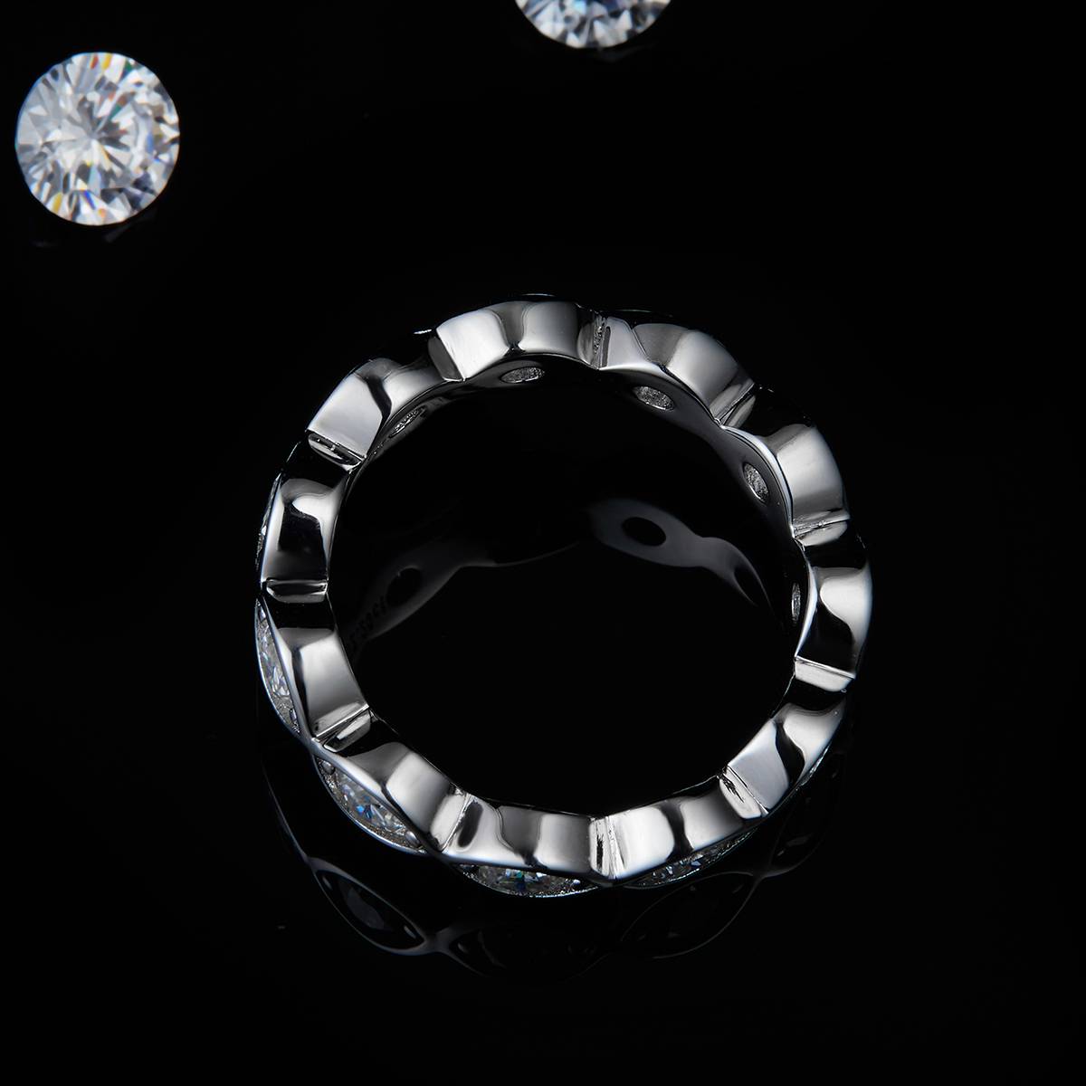 3.0mm lined S925 silver plated platinum women's ring custom selection, accessory stone moissanite diamond 1.1ct