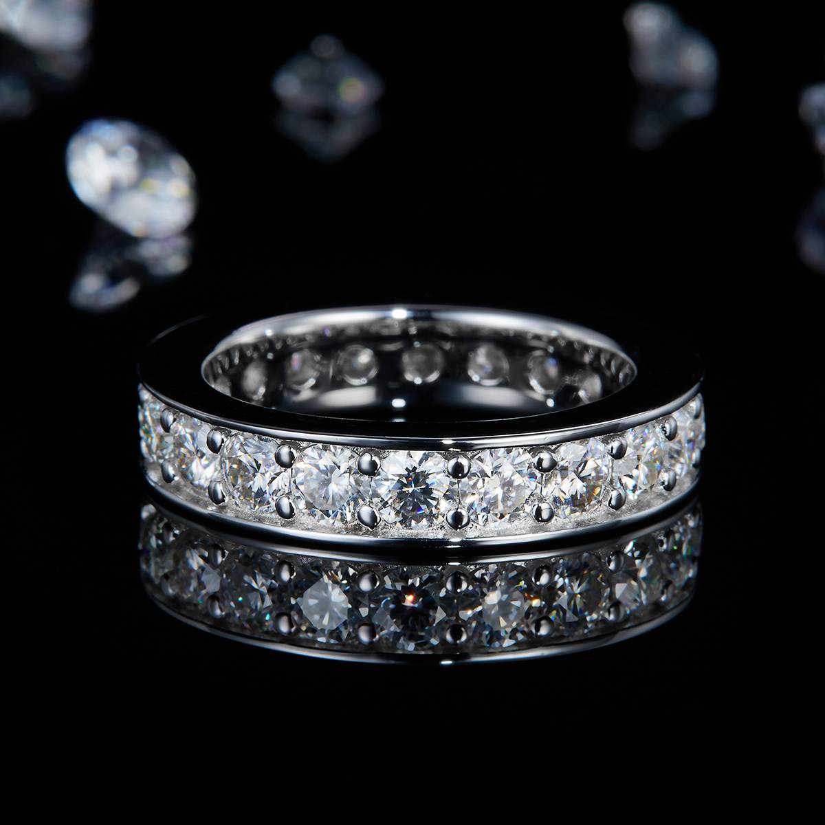 25 point ring S925 silver plated platinum women's ring custom selection, accessory stone moissanite diamond 4.5ct