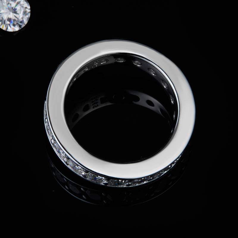 25分排戒S925银镀白金女戒定制选款副石莫桑钻4.5ct
