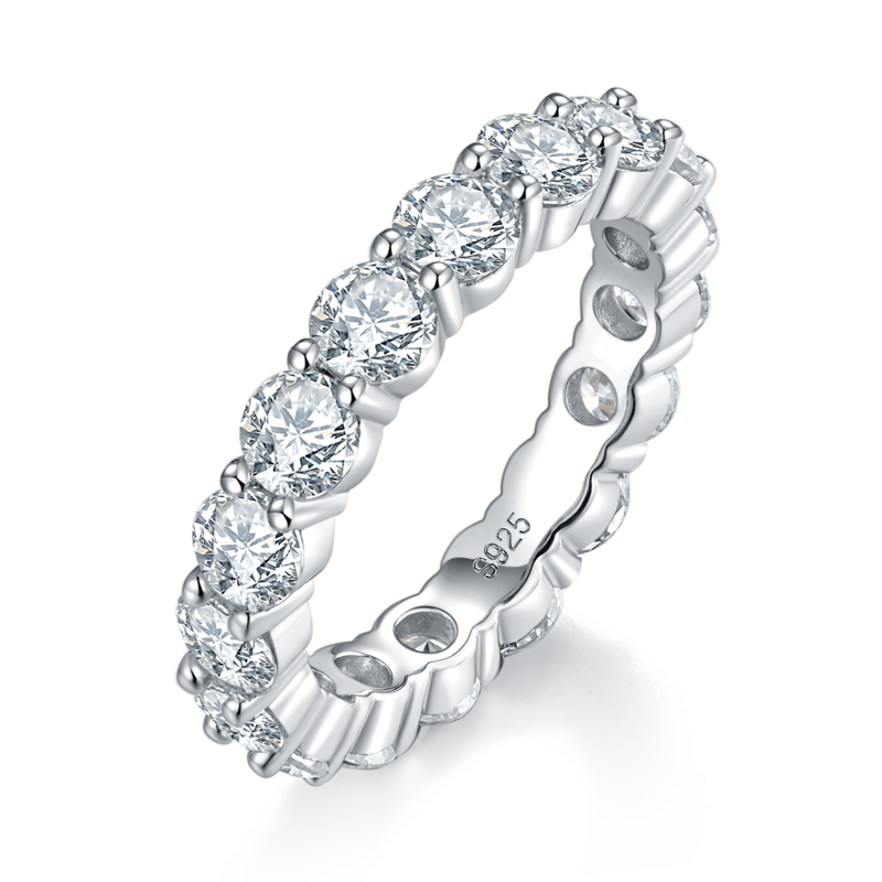 4.0mm lined S925 silver plated platinum women's ring custom selection, accessory stone moissanite diamond 5.1ct