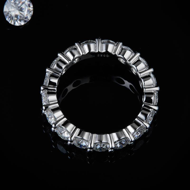 4.0mm lined S925 silver plated platinum women's ring custom selection, accessory stone moissanite diamond 5.1ct
