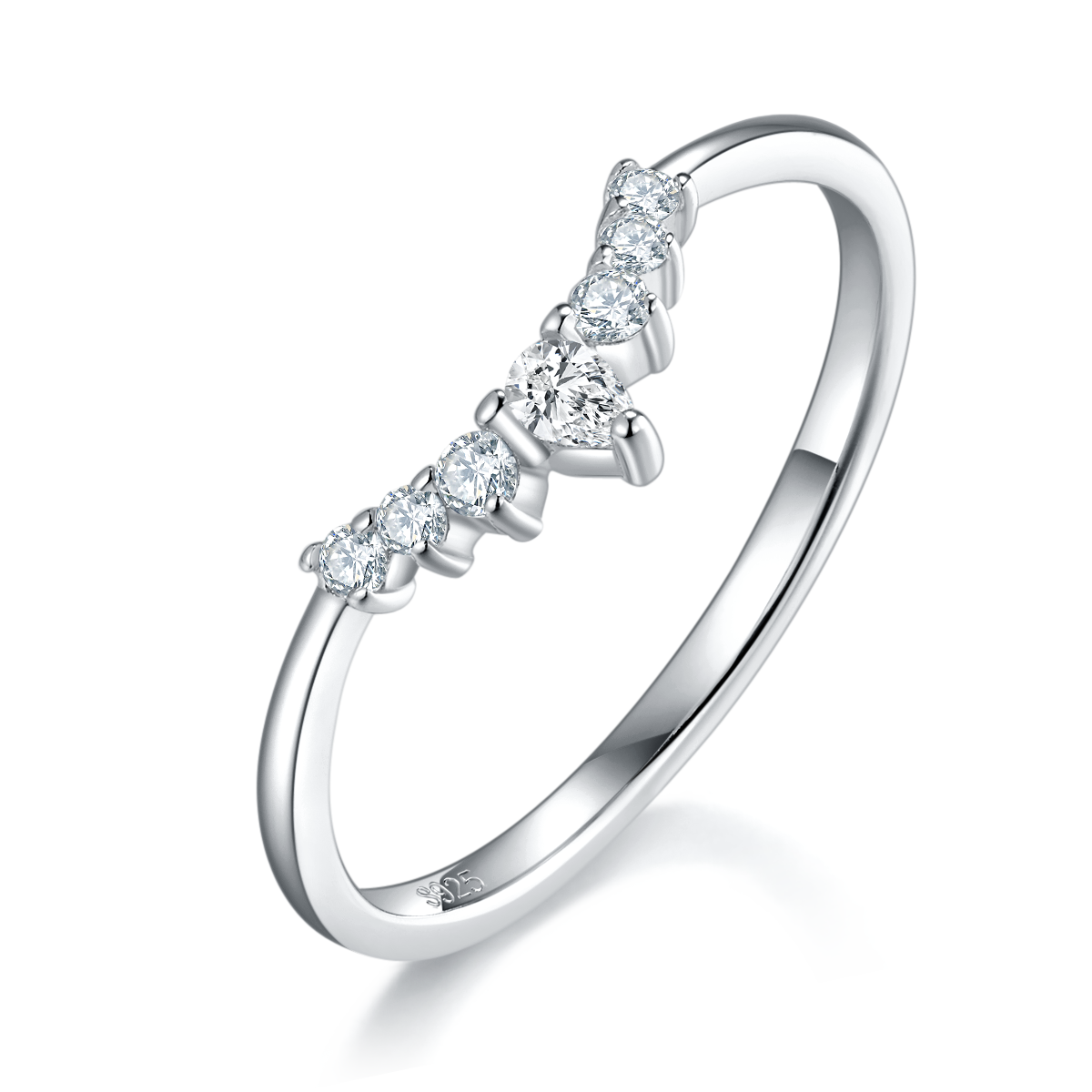 S925 Silver Plated Platinum Primary and Secondary Set Ring, Stacked Women's Ring, Customized Selection, Main Stone Moissanite Diamond 1.0ct/Secondary Stone High Carbon Diamond