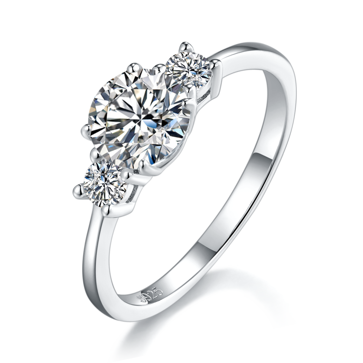 S925 Silver Plated Platinum Primary and Secondary Set Ring, Stacked Women's Ring, Customized Selection, Main Stone Moissanite Diamond 1.0ct/Secondary Stone High Carbon Diamond