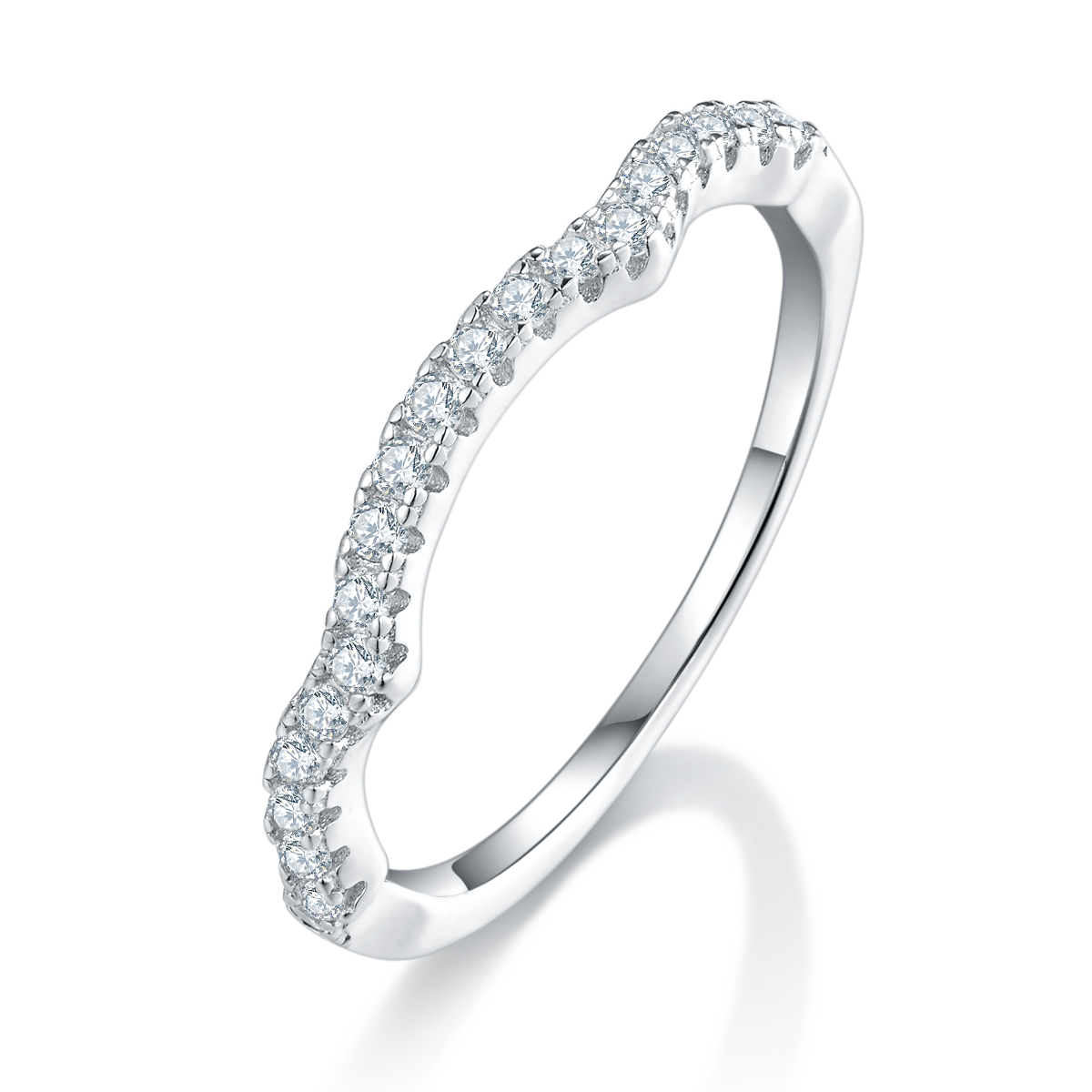 S925银镀白金主副套戒叠戴女戒定制选款主石莫桑钻0.8ct/副石高碳钻