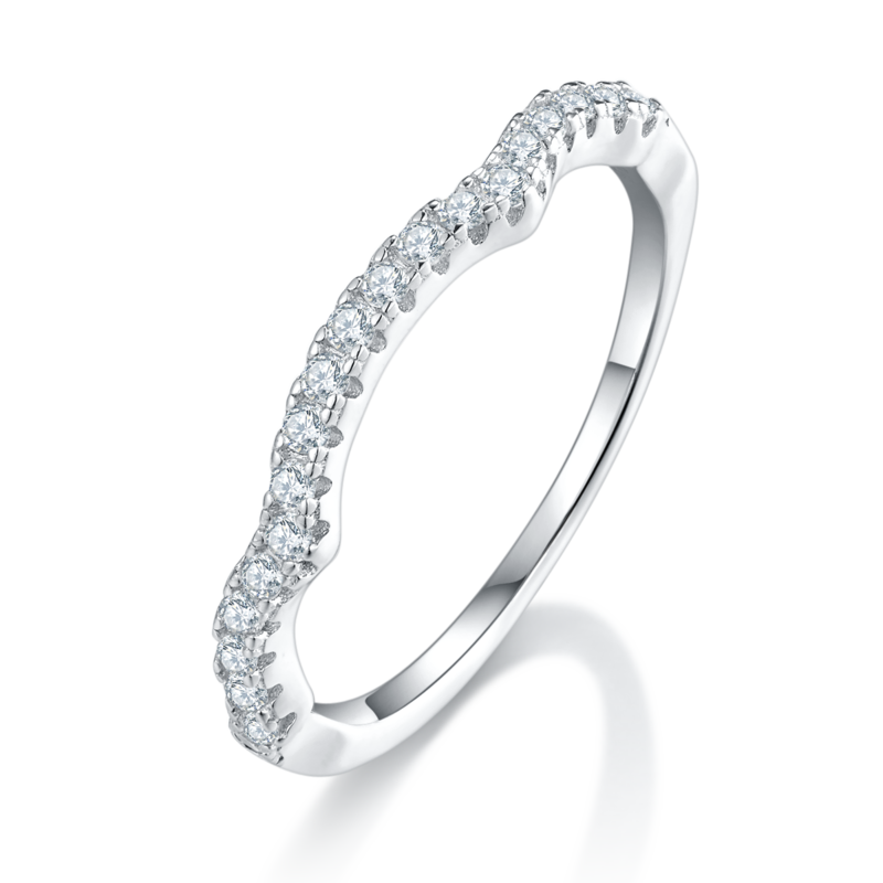S925 Silver Plated Platinum Primary and Secondary Set Ring Stacked Women's Ring Customized Selection Main Stone Moissanite Diamond 0.8ct/Secondary Stone High Carbon Diamond