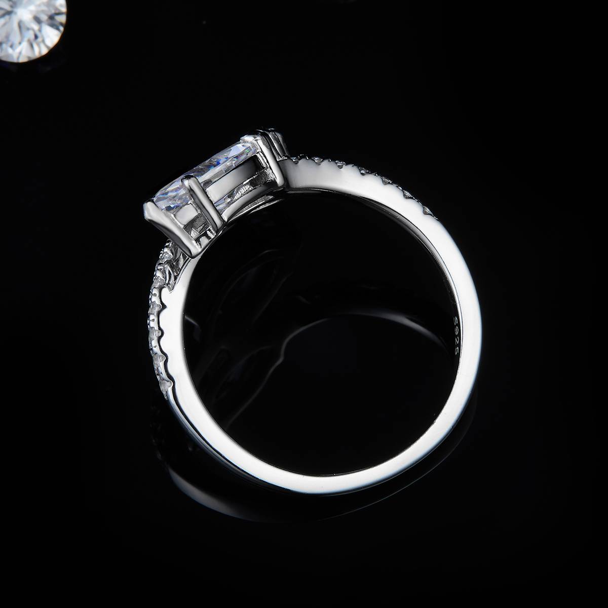 Opening Horse Eye Women's Ring S925 Silver Plated Platinum Customized Selection Main Stone Moissanite Diamond 2.0ct/Secondary Stone High Carbon Diamond
