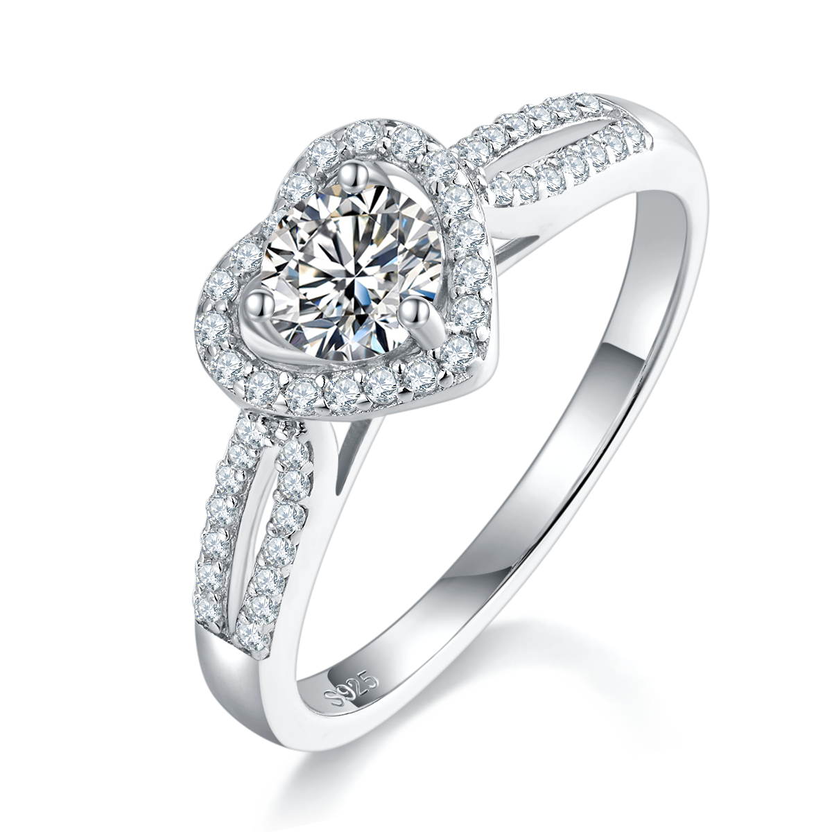 Dedicated Women's Ring S925 Silver Plated Platinum Customized Selection Main Stone Moissanite Diamond 0.5ct/Secondary Stone High Carbon Diamond