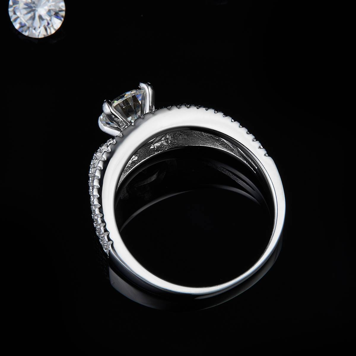 Triple Love Women's Ring S925 Silver Plated Platinum Customized Selection Main Stone Moissanite Diamond 1.0ct/Secondary Stone High Carbon Diamond