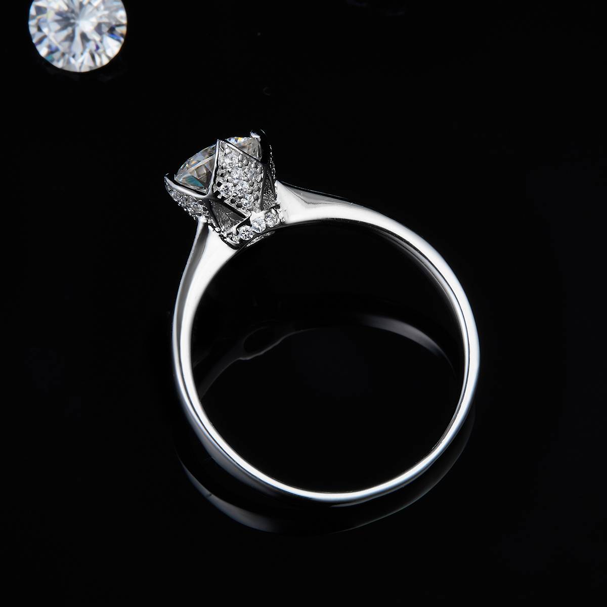 Four Claw Flower Bud Women's Ring S925 Silver Plated Platinum Customized Selection Main Stone Moissanite Diamond 0.8ct/Secondary Stone High Carbon Diamond
