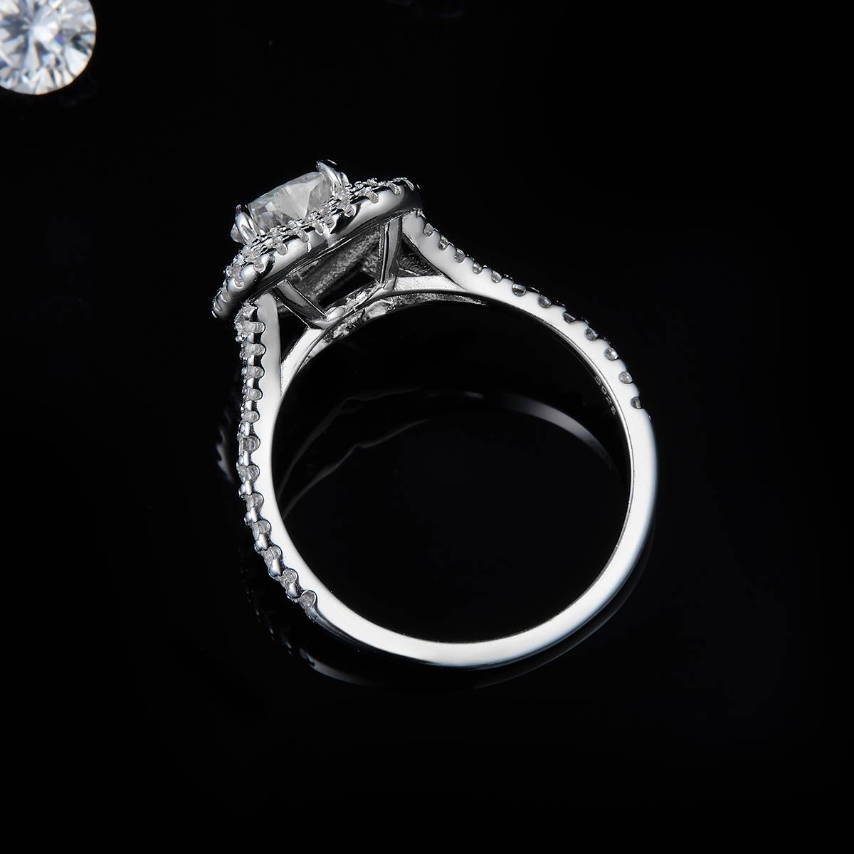 Heart shaped double-layer inlaid women's ring S925 silver plated platinum customized selection main stone moissanite diamond 0.8ct/secondary stone high carbon diamond