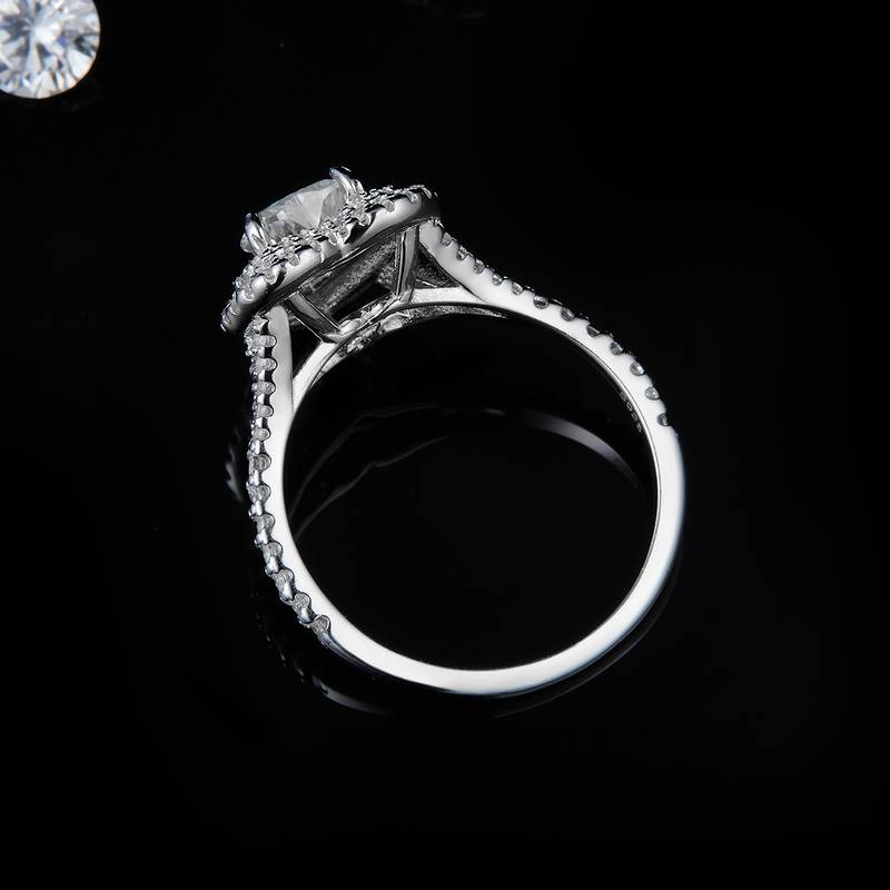 心形双层围镶Women's RingS925银镀白金定制选款主石Moissanite0.8ct/副石高碳钻