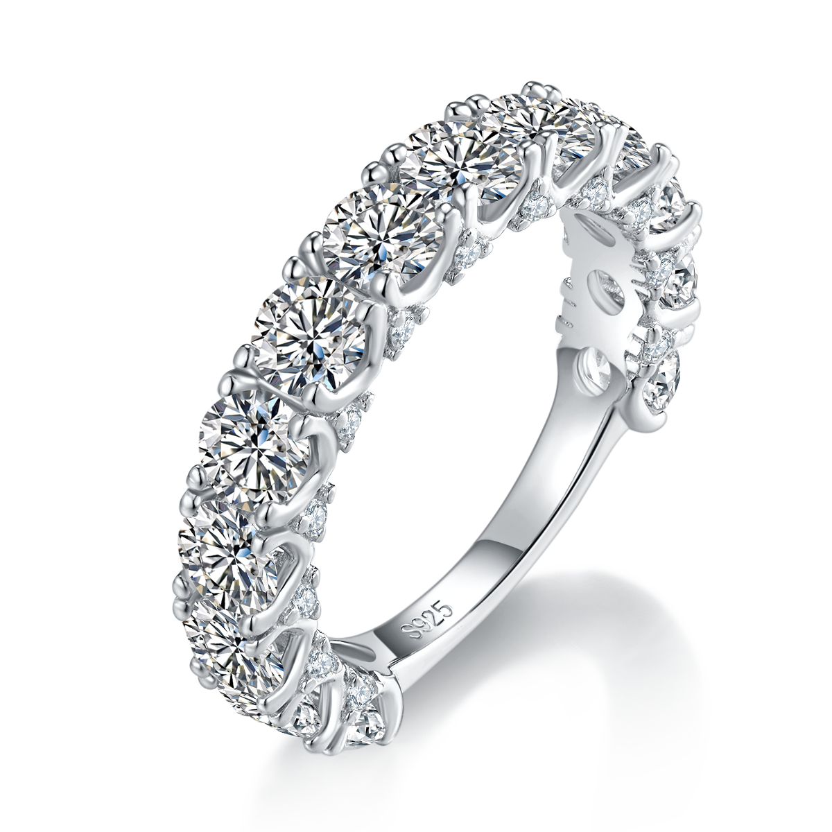 4.0mm lined S925 silver plated white gold women's ring custom selection, accessory stone moissanite diamond 4.1ct