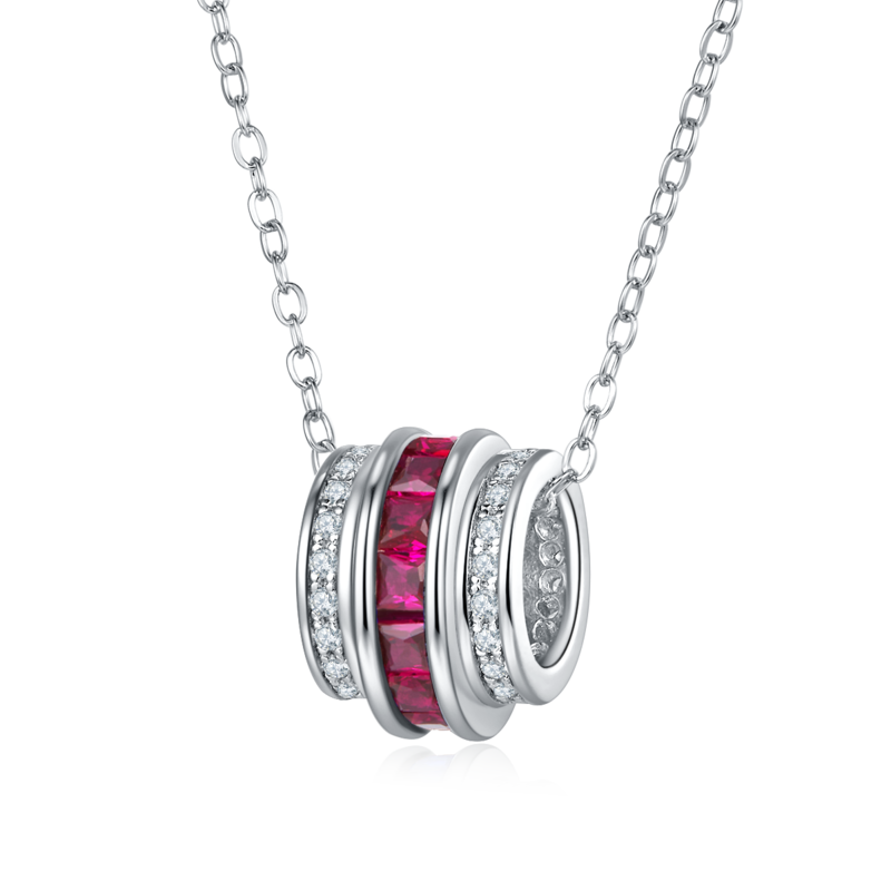 P201996 路路通培育彩宝S925银镀白金Necklace0.72ct