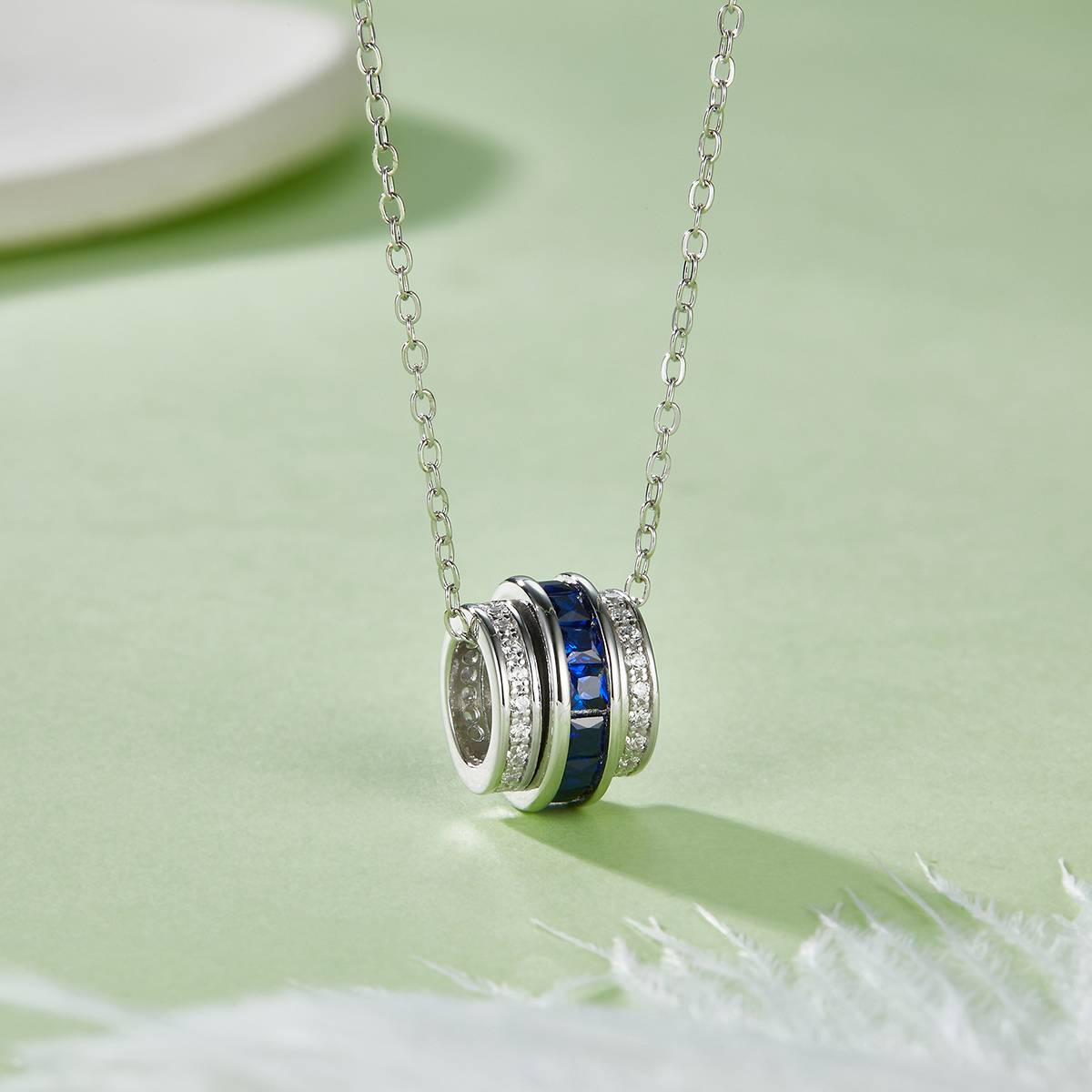 P201996 路路通培育彩宝S925银镀白金项链0.72CT