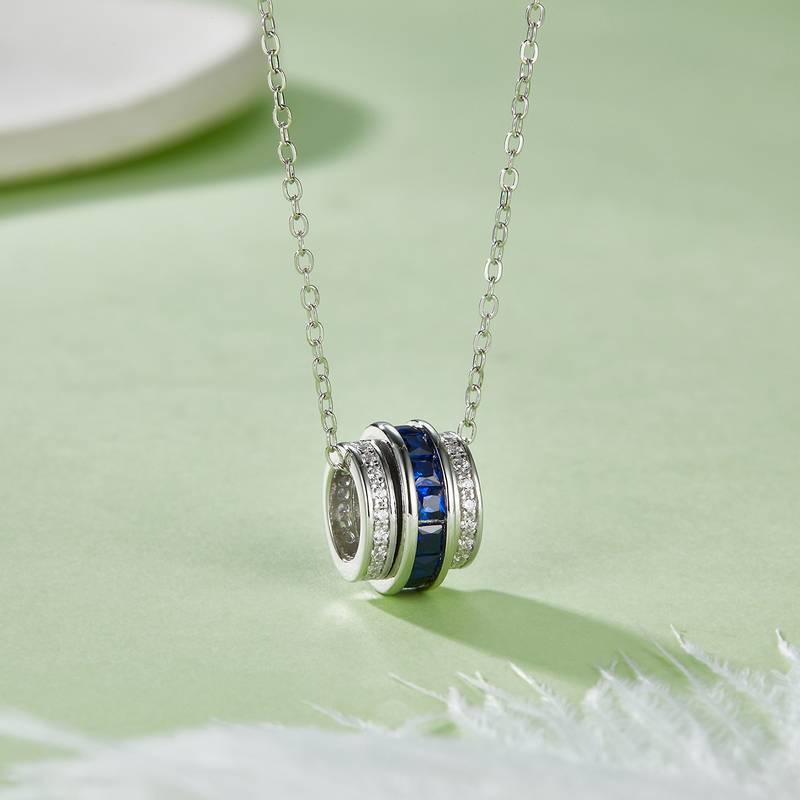 P201996 路路通培育彩宝S925银镀白金Necklace0.72ct