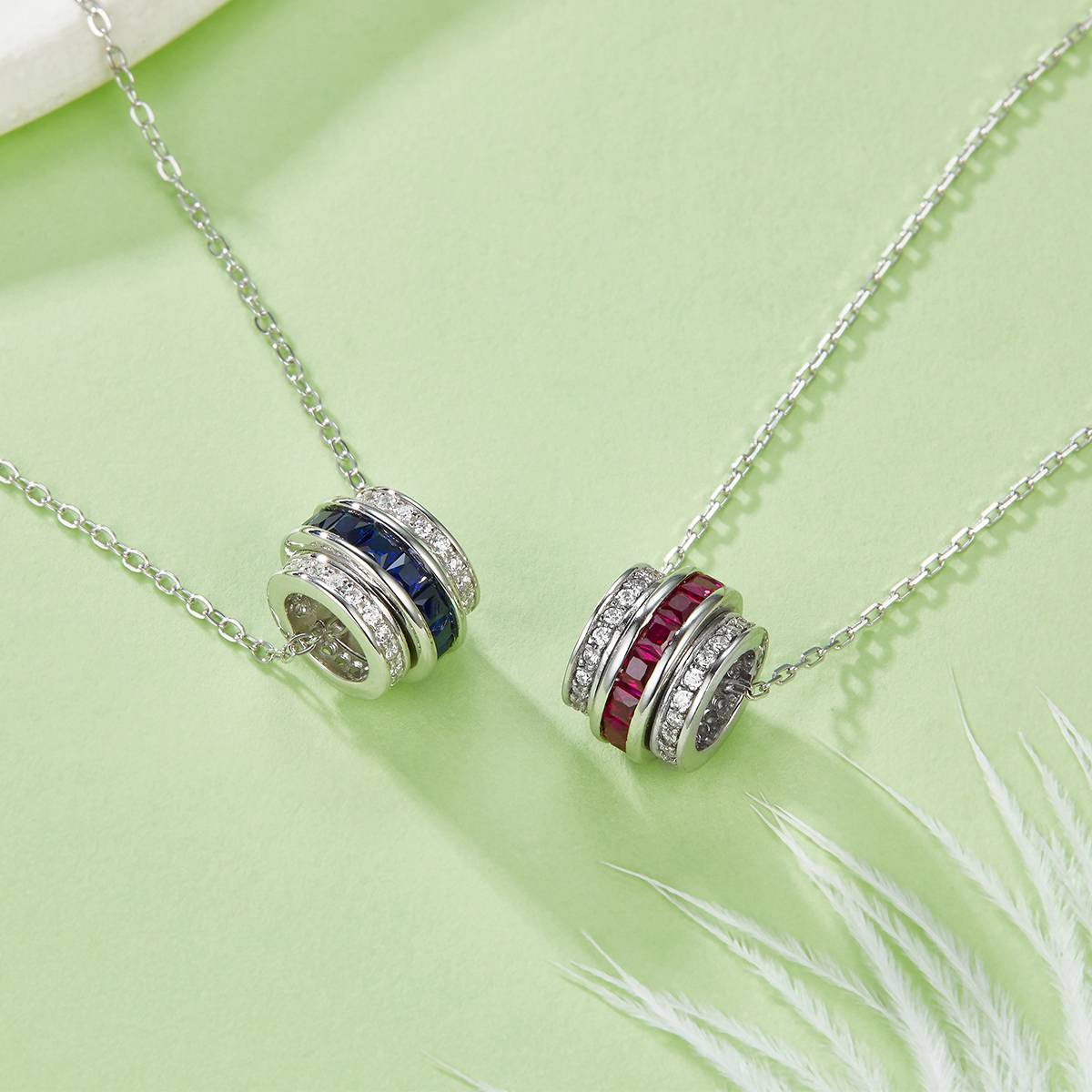 P201996 路路通培育彩宝S925银镀白金项链0.72CT