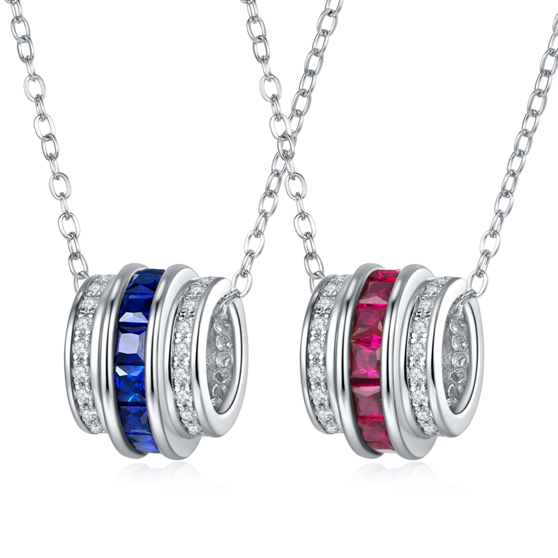 P201996 路路通培育彩宝S925银镀白金Necklace0.72ct