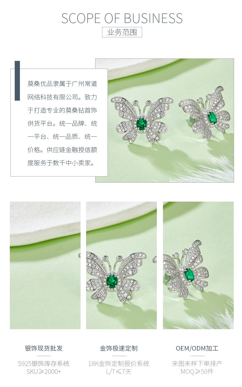 E0852 蛋形培育祖母绿S925银镀白金耳环主石5*4mm/0.39CT - 3