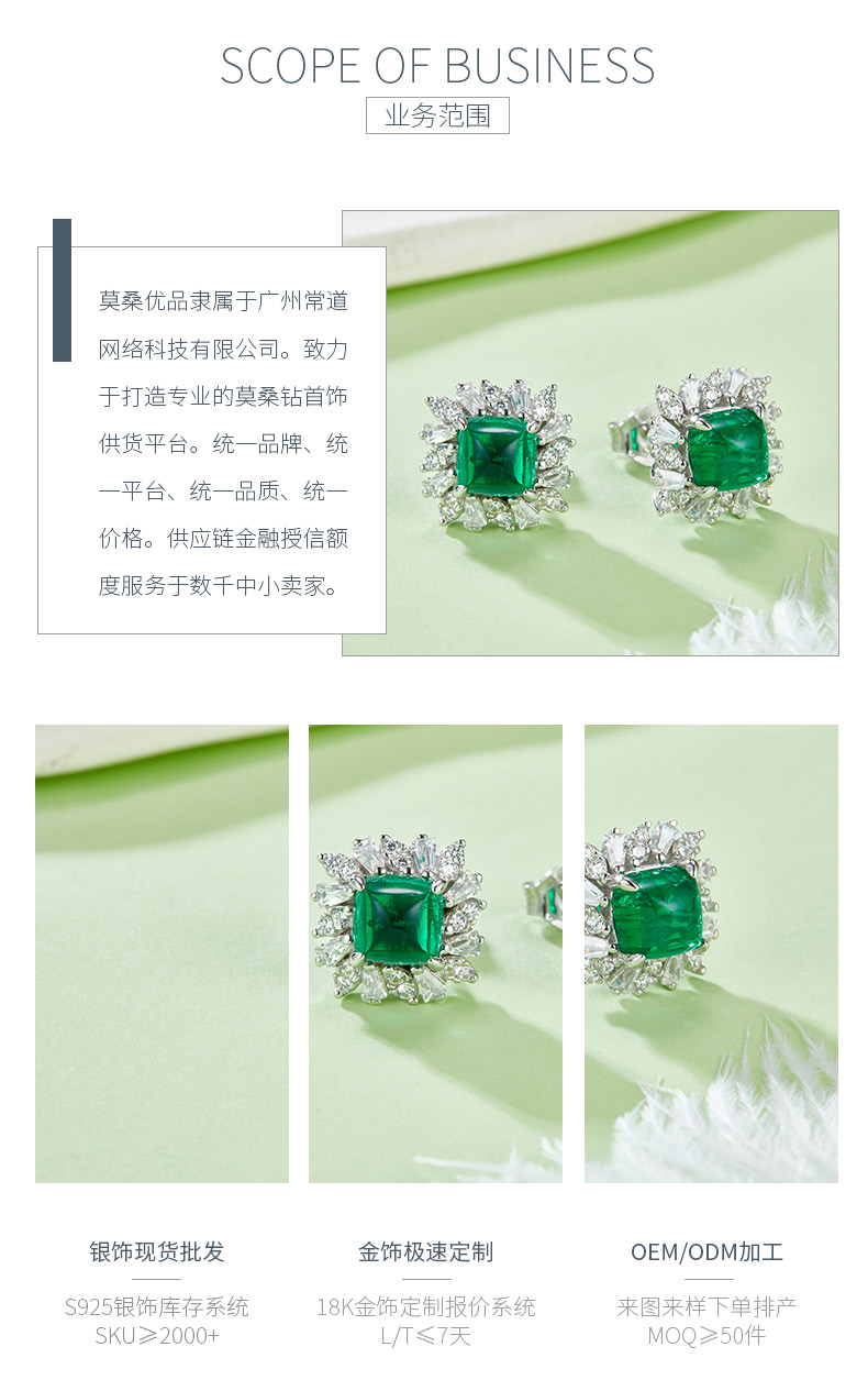 LSP00228WYCEMA 平底素面培育祖母绿S925银镀白金耳环主石6mm/3.2CT - 3