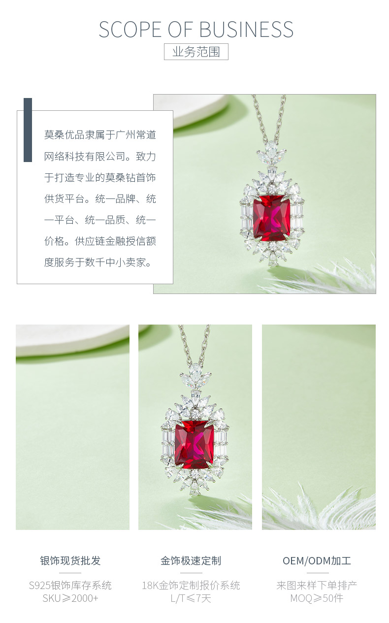 P-015R 长方培育红宝石S925银镀白金项链主石15*12mm/12.86CT - 3