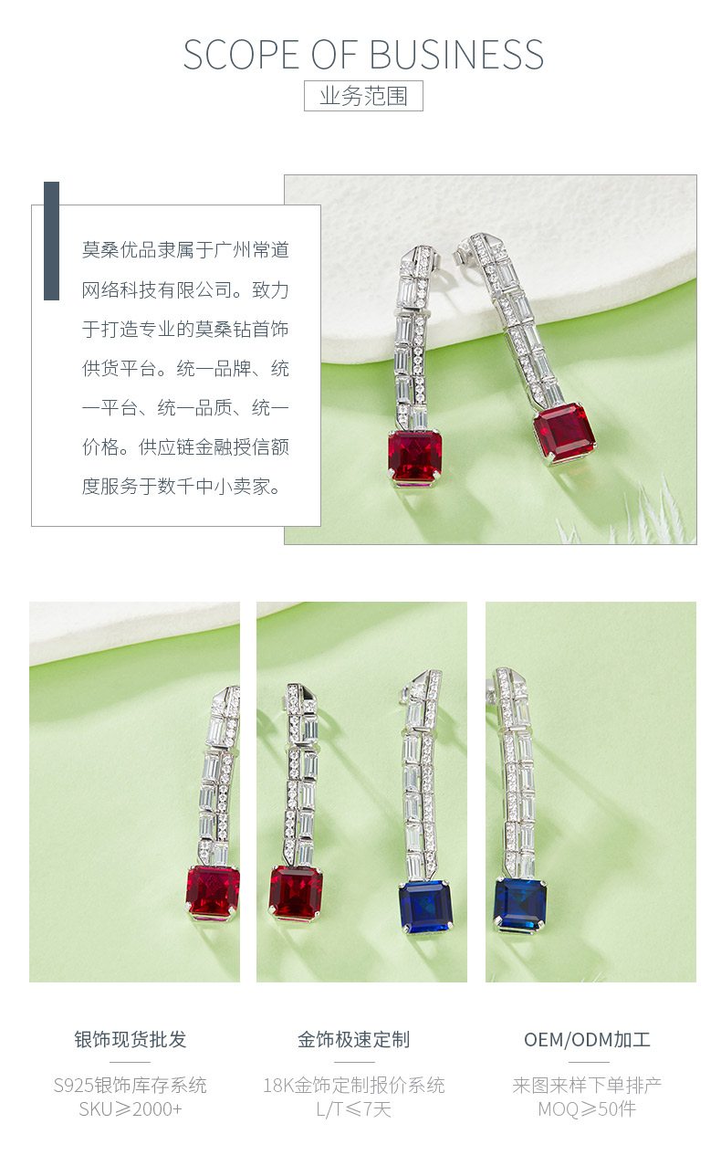 E0758 公主方培育彩宝S925银镀白金耳环主石8*8mm/6.47CT - 3