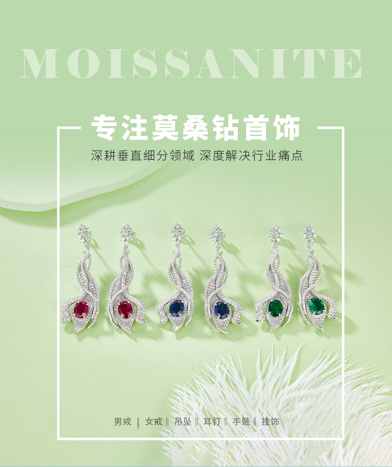 E0813 蛋形培育彩宝S925银镀白金耳环主石9*7mm/5.0CT - 1