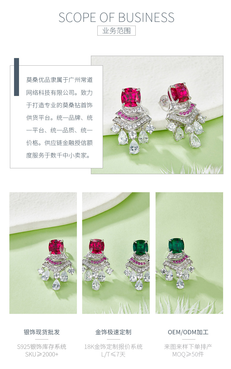 E0831 枕形培育彩宝S925银镀白金耳环主石8*8mm/5.95CT - 3