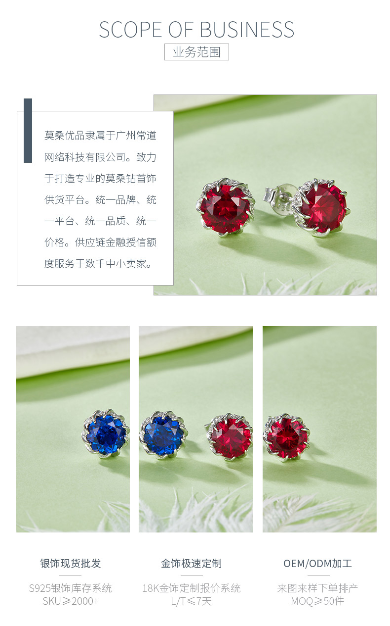 E1612 圆形培育彩宝S925银镀白金耳环2.4CT - 3