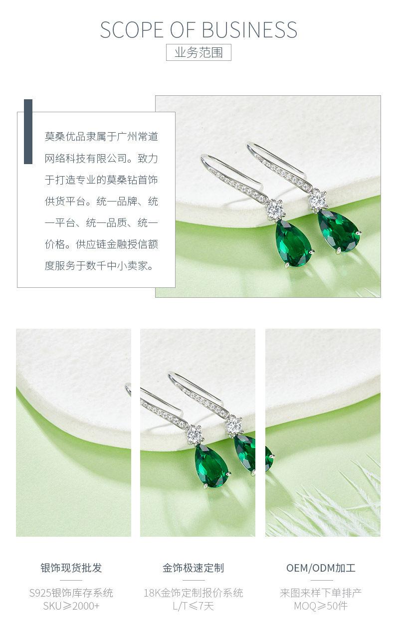 E1621 梨形培育祖母绿S925银镀白金耳环6.0CT - 3