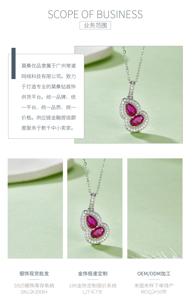 P1651R 葫芦培育红宝石S925银镀白金项链1.0CT - 3