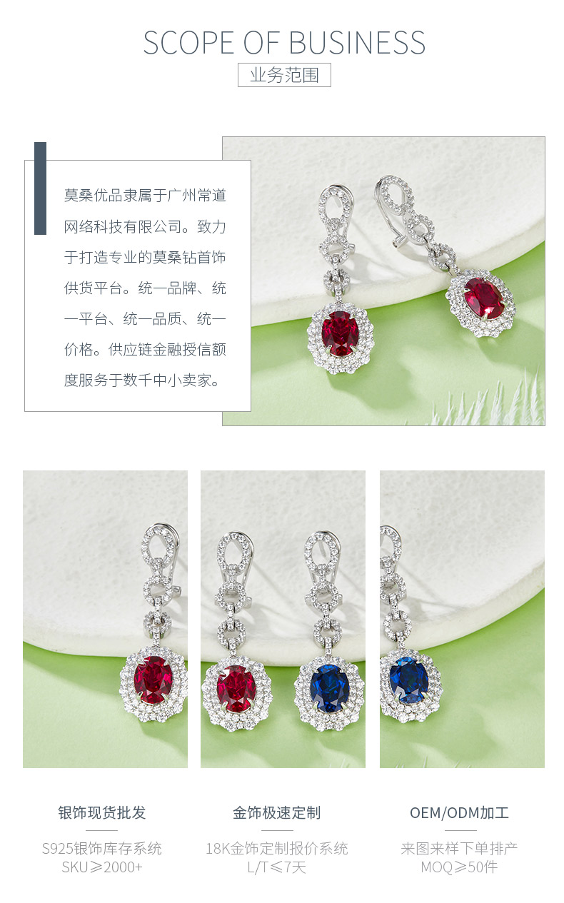 E202320 蛋形培育彩宝S925银镀白金耳环4.0CT - 3