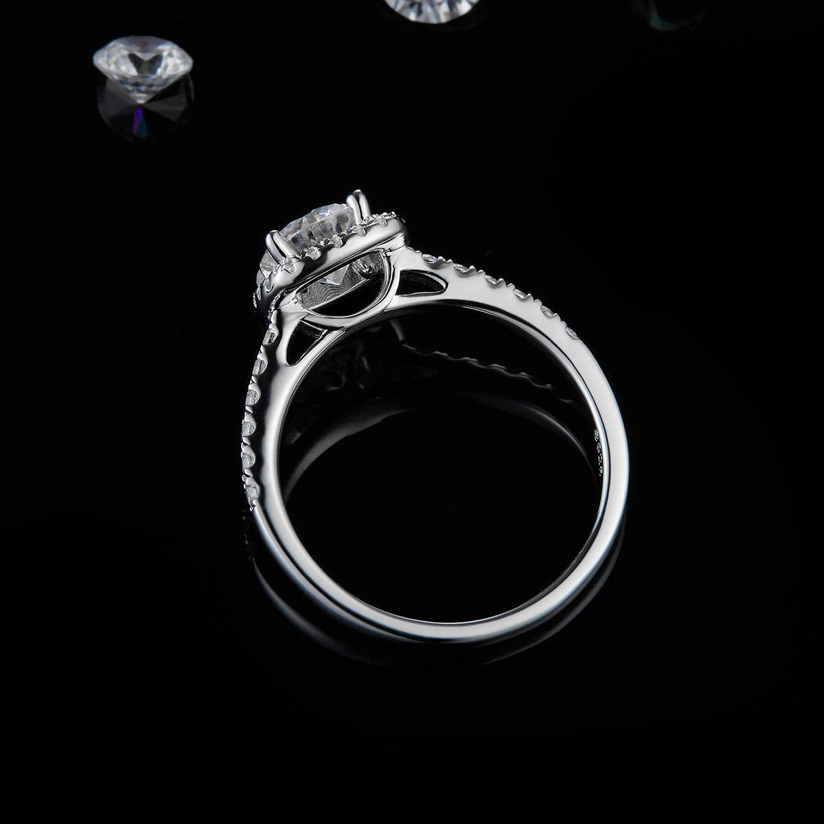 New Square Bag Women's Ring S925 Silver Plated Platinum Customized Selection Main Stone Moissanite Diamond 1.0ct/Secondary Stone High Carbon Diamond
