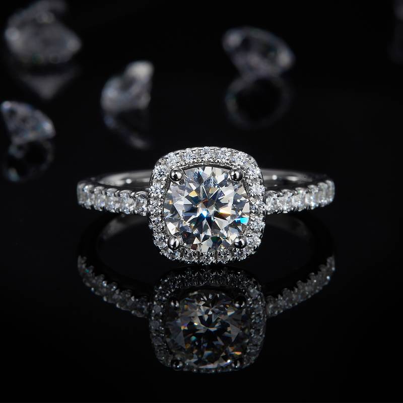 New Square Bag Women's Ring S925 Silver Plated Platinum Customized Selection Main Stone Moissanite Diamond 1.0ct/Secondary Stone High Carbon Diamond