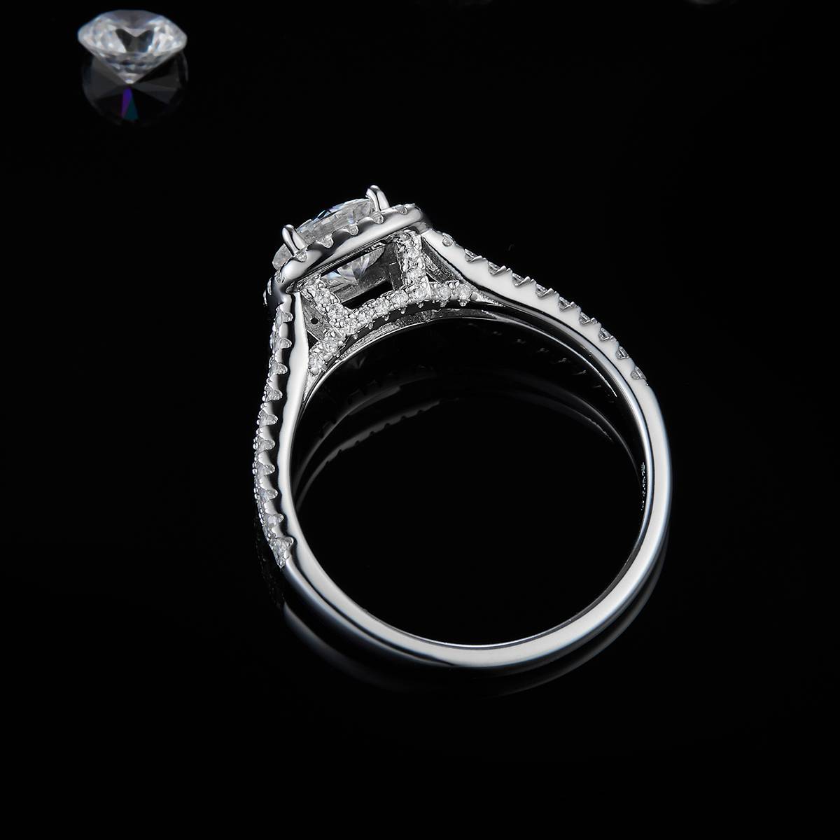 New Luxury Square Bag Women's Ring S925 Silver Plated Platinum Customized Selection Main Stone Moissanite Diamond 1.0ct/Secondary Stone High Carbon Diamond