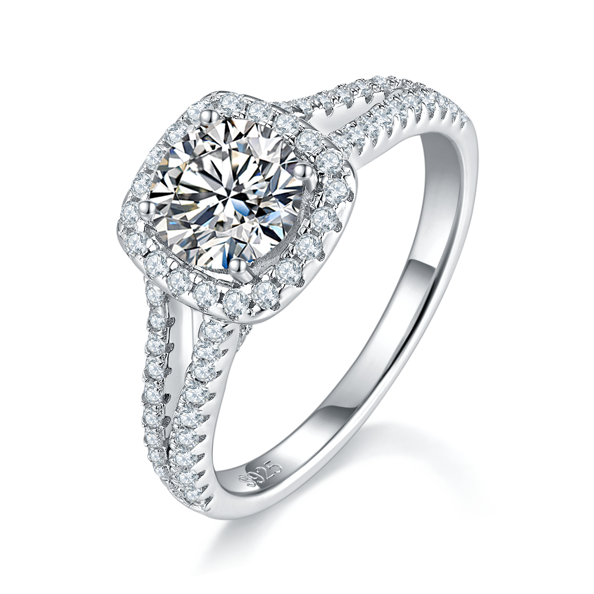 New Luxury Square Bag Women's Ring S925 Silver Plated Platinum Customized Selection Main Stone Moissanite Diamond 1.0ct/Secondary Stone High Carbon Diamond