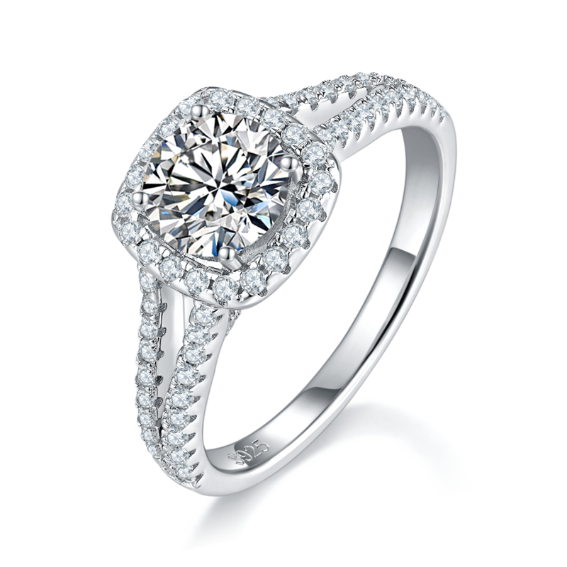 New Luxury Square Bag Women's Ring S925 Silver Plated Platinum Customized Selection Main Stone Moissanite Diamond 1.0ct/Secondary Stone High Carbon Diamond