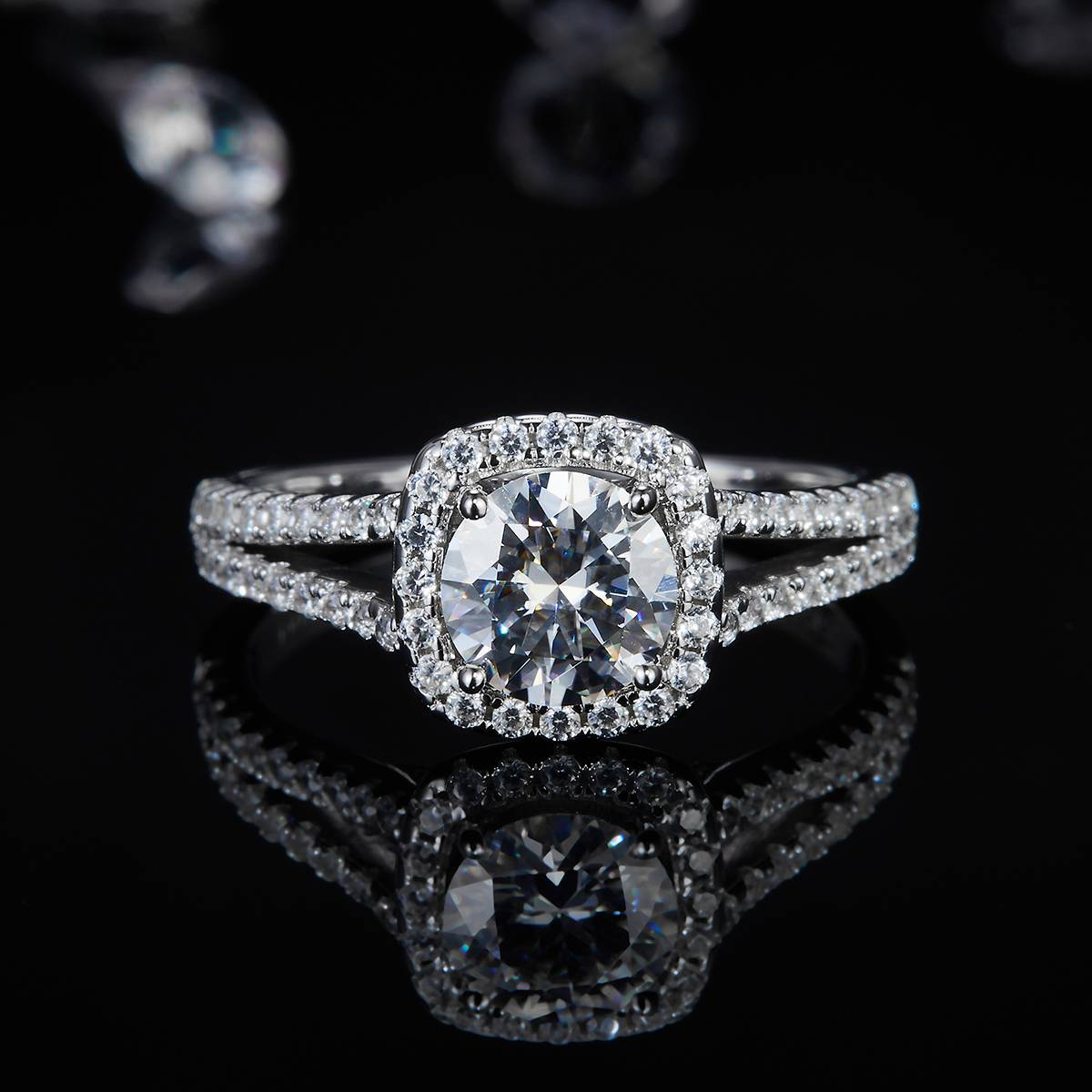 New Luxury Square Bag Women's Ring S925 Silver Plated Platinum Customized Selection Main Stone Moissanite Diamond 1.0ct/Secondary Stone High Carbon Diamond