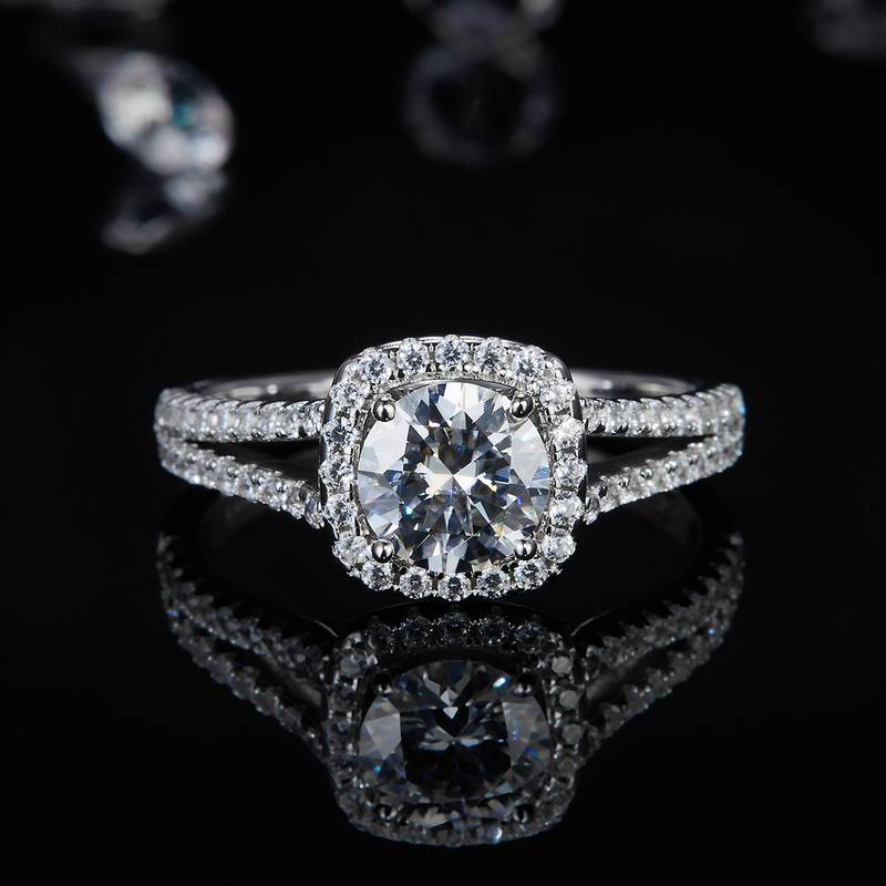 New Luxury Square Bag Women's Ring S925 Silver Plated Platinum Customized Selection Main Stone Moissanite Diamond 1.0ct/Secondary Stone High Carbon Diamond